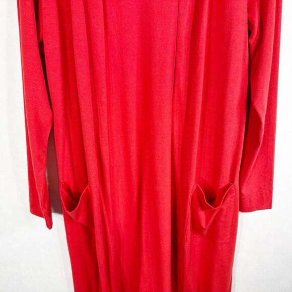 Isaac Mizrahi XS Cardigan Sweater Long Red Open Front‎ Long Sleeve Cotton 1142 - Picture 4 of 9